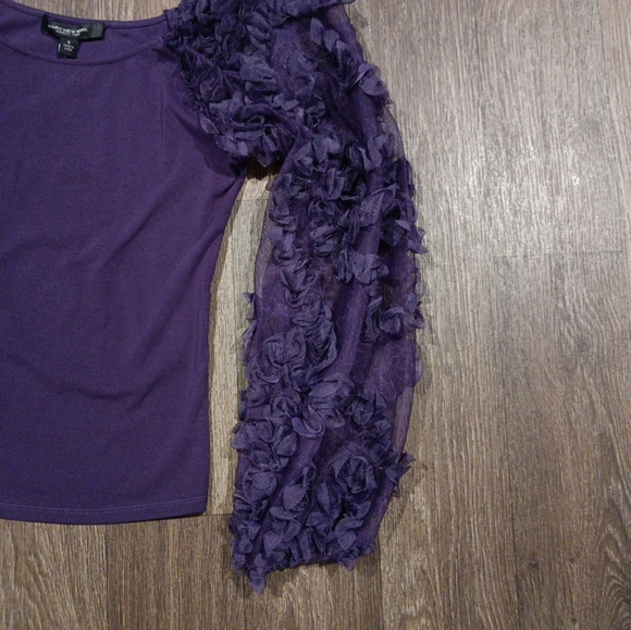 Marc New York Purple Ruffled Sleeve Top size S new - Picture 4 of 5